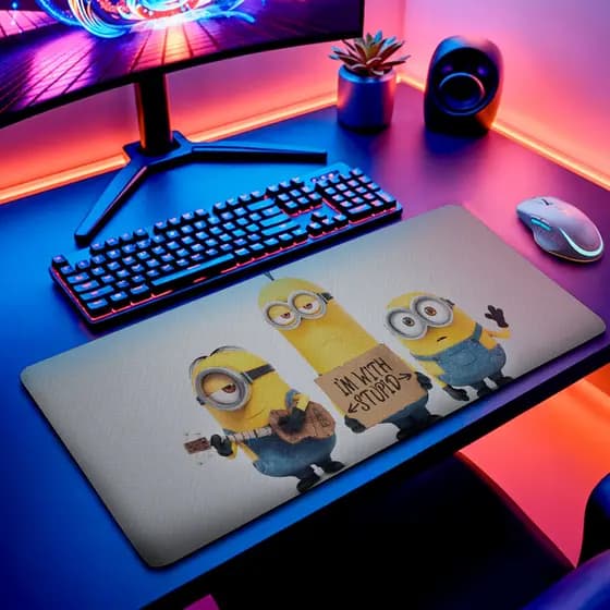 MousePad Gamer Minions Amarelo 80x30 Deskpad Gamer Grande Para Mesa Infantil Personalizado Grande RGB Anime