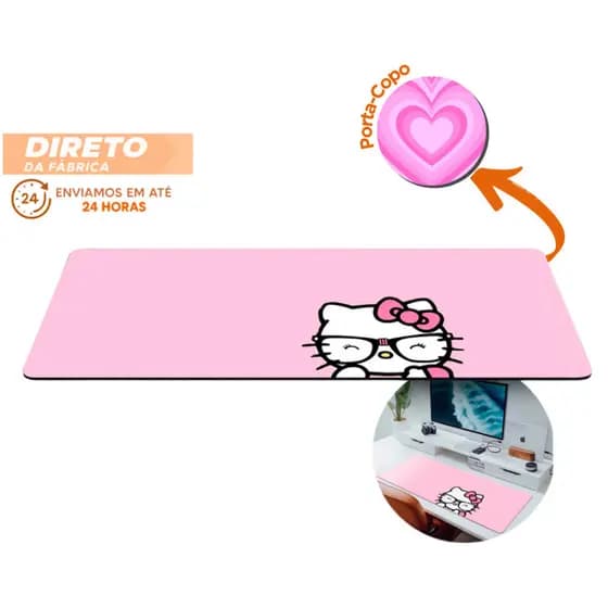MousePad Profissional Hello Kitty Fofa Grande 80x30cm Kawai Mouse Pad Grande RGB