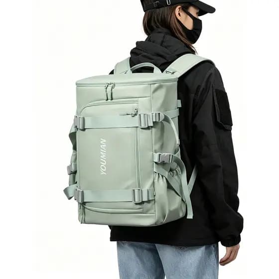 Mochila de viagem feminina de grande capacidade esportes ao ar livre montanhismo esqui embarque computador saco luz moch