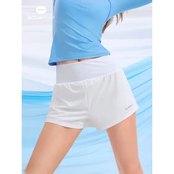 AquaPlay branco maiô de manga comprida shorts feminino de secagem rápida esportes Surf shorts medusa terno troncos de na