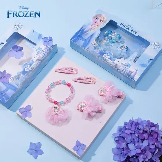 Disney acessórios para o cabelo congelado princesa cocar conjunto menina dos desenhos animados bonito clipe bebê criança