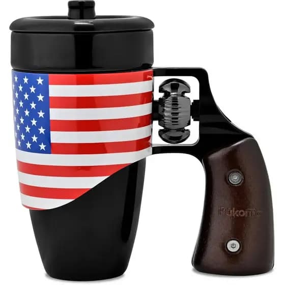 Caneca de café com estampa de pug, com alça de madeira giratória, copo de cerâmica à prova de respingos, copo para bebid