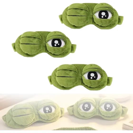 Conjunto de 3 máscaras para os olhos em formato de sapo, máscara para os olhos estampada, máscara divertida, adequada pa