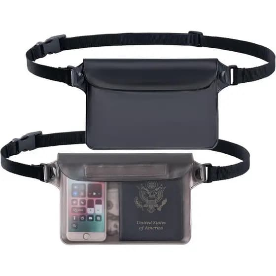 CADONO2-Conjunto de 2 Bolsas Impermeáveis com Cinta de Cintura Ajustável | Bolsa à Prova d'Água com Tela Sensível ao Toq