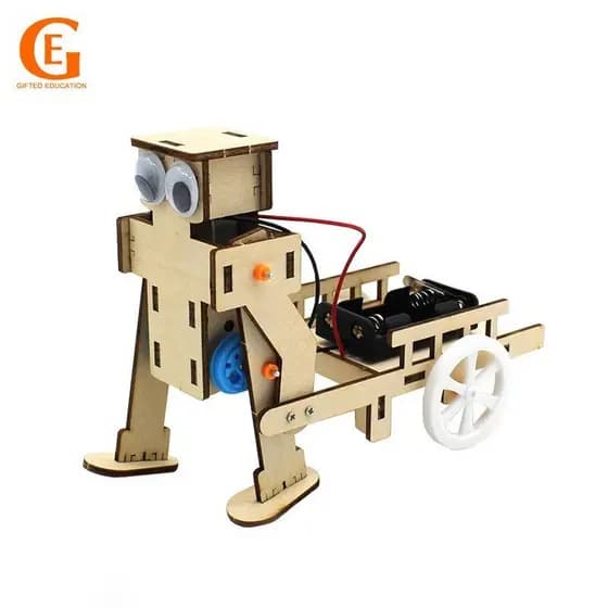Presente Educacional DIY: Robô Andante com Carrinho de Puxar, Brinquedos de Experiência Científica para Crianças, Ferram