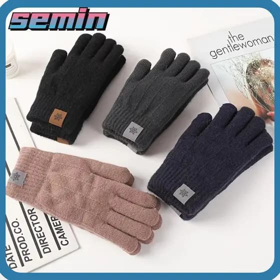 Luvas De Malha Para Ciclismo SEMIN , Quentes De Inverno À Prova De Frio Espessadas Veludo De Camada Dupla Vento