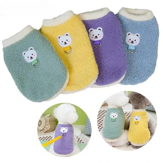 Inverno Quente Roupas Para Cães Com Anel D Casaco De Pelúcia Pequenos E Médios Macias Cachorros Chihuahua Yorkie Animais