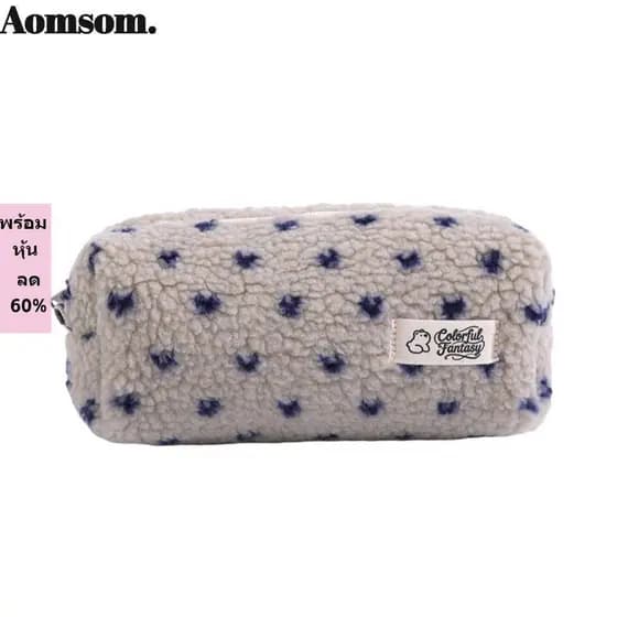 Lápis AOMSOM , Bolsa De Caneta Colorida De Bolinhas Papelaria Multifuncional De Pelúcia De Grande Capacidade De Alta Qua