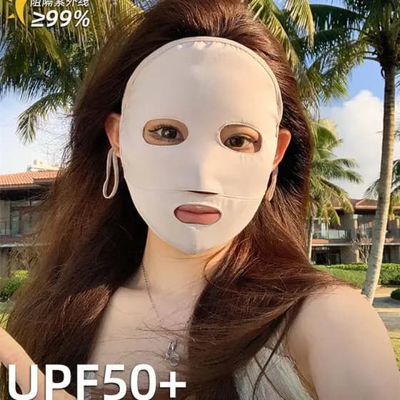 Máscara protetora solar Anti-ultravioleta gelo seda verão água potável respirável fácil respiração senhoras rosto cheio
