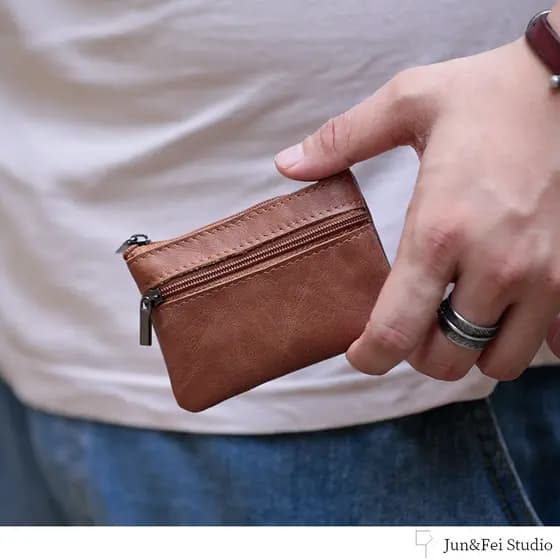 Primeira camada de couro bolsa de moedas moda feminina simples titular do cartão de couro genuíno masculino Ultra-fino p