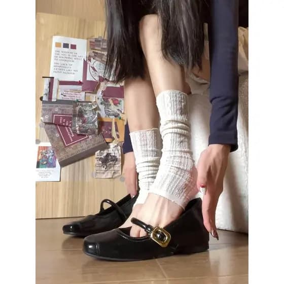 Meias de renda para pés + estilo balé Mary Jane combinação realmente perfeita!Pernas finas impressas verticais ~ doce ou