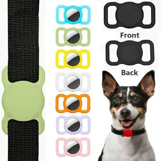 Para Airtag Coleira De Cachorro Gato Animal De Estimação Silicone Capa Protetora Comp