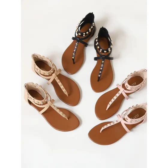Estilo europeu americano senhoras sandálias verão beira-mar férias novo estilo Retro Casual moda sapatos romanos sandáli