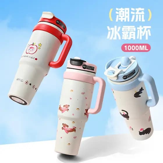 Novo grande mac copo térmico meninas de alto valor grande capacidade gelo mac copo duplo beber bonito dos desenhos anima