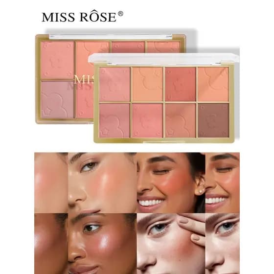 MISSROSE Paleta de Blush de 8 cores Rouge aumenta a tez pó delicado fácil de colorir paleta de reparo fosco três em um