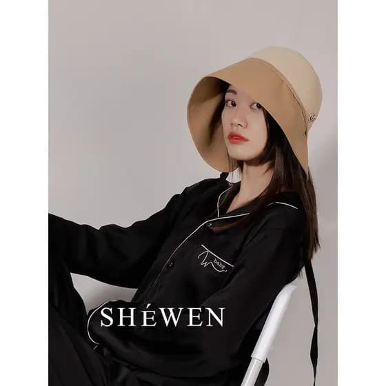 Chapéu de palha costura cercado capa completa rosto balde chapéu Hepburn bacia chapéu feminino fenda traseira pode amarr
