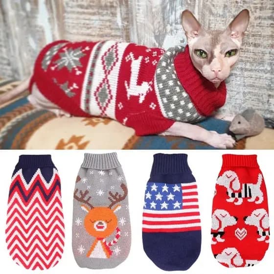 Suéter Clássico De Inverno Para Gatos Gotas Sphynx Roupas Animais De Estimação De Natal Ktten Kedi Puppy P