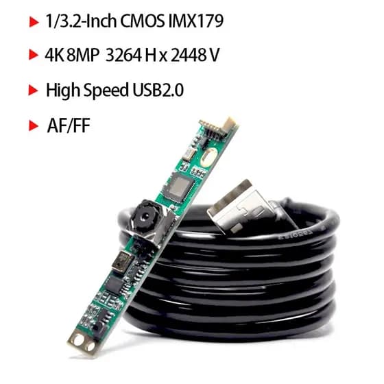 Módulo de Câmera USB2.0 4K 8MP COMS IMX179 3264H×2488V MJPEG YUY2 PCB UVC Webcam com Microfone Integrado para Windows, L