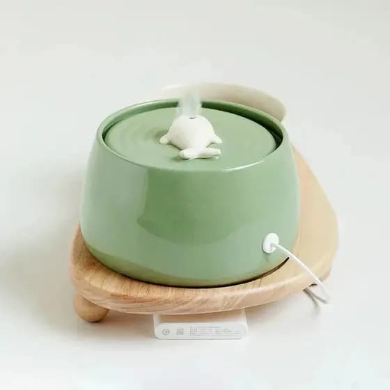 Fonte de Água para Gatos de Cerâmica de 1,3 L com Carregamento USB, Bebedouro Automático para Cães com Filtragem e Circu