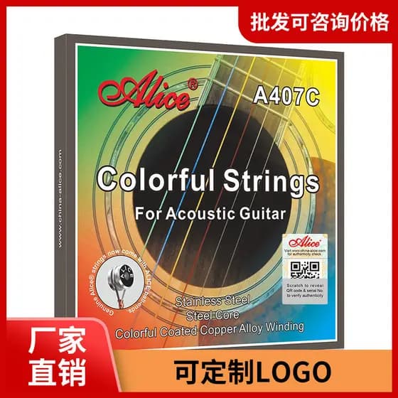 A407C Alice Cordas para Violão Folk, Cordas Coloridas para Violão de Madeira, Conjunto de 6 Cordas à Prova de Ferrugem,