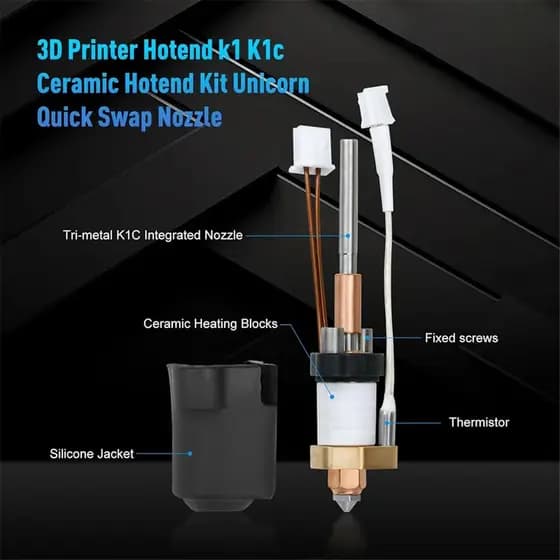 Hotend para Impressora 3D K1 K1c, Kit Hotend Cerâmico Unicorn com Bico de Troca Rápida para Impressora 3D K1 Max K1C—L47