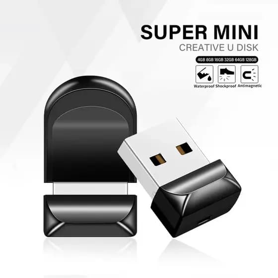 Pen Drive Mini Preto 128GB, Pen Drive de Alta Velocidade 64GB USB 2.0, Pen Drive Oval, Presentes Empresariais Convenient