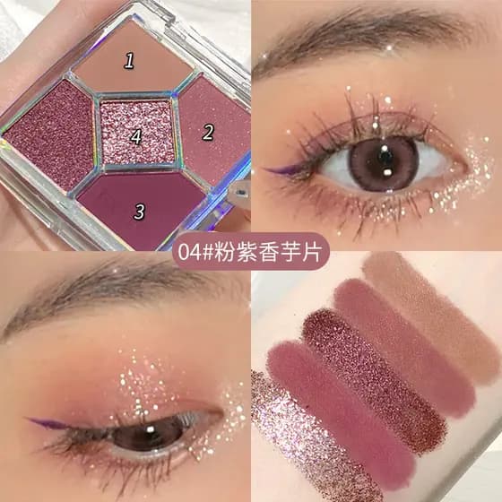 Paleta de Sombras de Olhos ROTO de Cinco Cores - Acabamento Matte Autêntico, Perolado, Brilho Fino, Maquiagem Famosa na