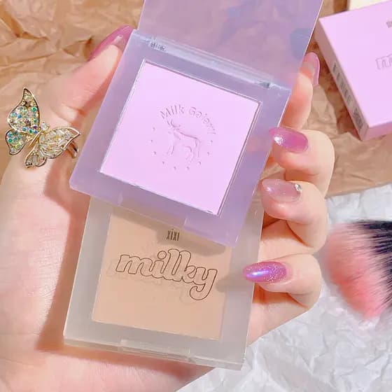 xixi Milky Galaxy Blush Soft Mist Cor Única Roxo, Paleta de Blush Matte, Laranja Vibrante, Maquiagem Nude, Contorno Aces