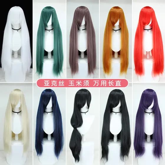 Peruca universal de cosplay em acrílico, cabelo cacheado e volumoso de 100cm, penteado com ondulações tipo "corn perm".