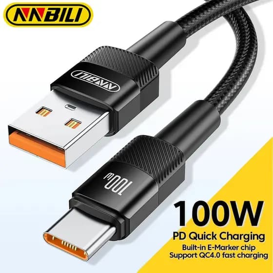 Cabo USB para USB C NNBILI 100W PD 3.0 Carregamento Rápido 4.0 Cabo USB-A para Tipo C para Macbook