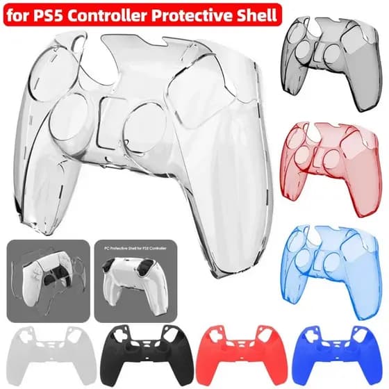 Capa Protetora Transparente para Controle DualSense do PS5, Ultra Fina, em PC/Silicone Macio, Protetor de Controle de Jo
