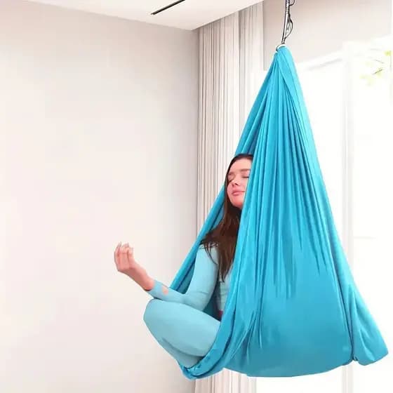 Conjunto Completo de Balanço de Yoga com Acessórios, Tecido Elástico e Tecidos Aéreos para Uso Interno e Externo, 59x110