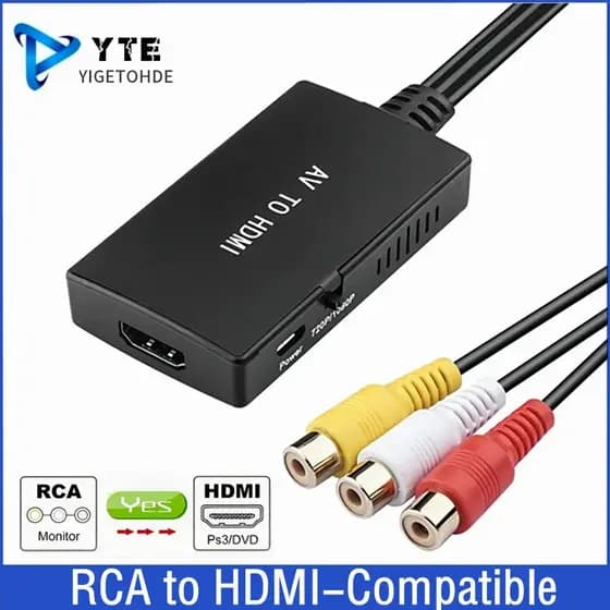 RCA to HDMI-compatible Audio Video Converter AV2HDMI-compatible Adapter Support 1080P PAL/NTSC With PS2 PS3 XBOX VHS Blu