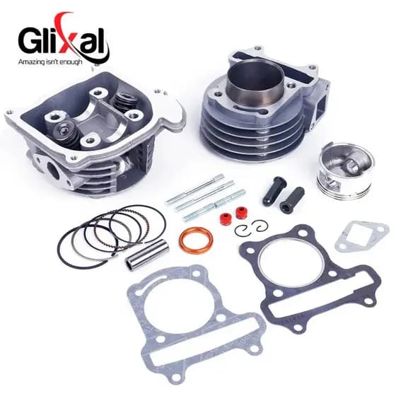 Glixal GY6 100cc 50mm Scooter Engine Big Bore Cylinder Rebuild Kit Cylinder Head assy 4-stroke 139QMB 139QMA Moped (64mm
