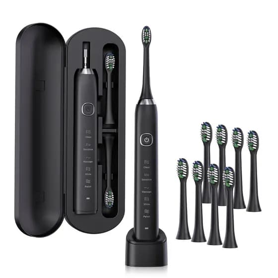 Escova de Elétrica S100 com 8 Cabeças de Escova, 5 Velocidades, Portátil, Recarregável, Amostra