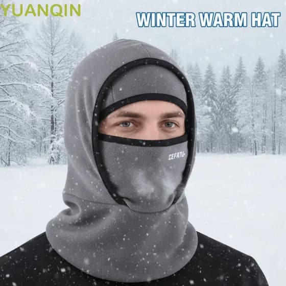 Boné De Ciclismo Balaclava YUANQINZT , Máscara De Chapéu Quente De Lã De Camada Dupla , À Prova De Vento Para Esqui Térm