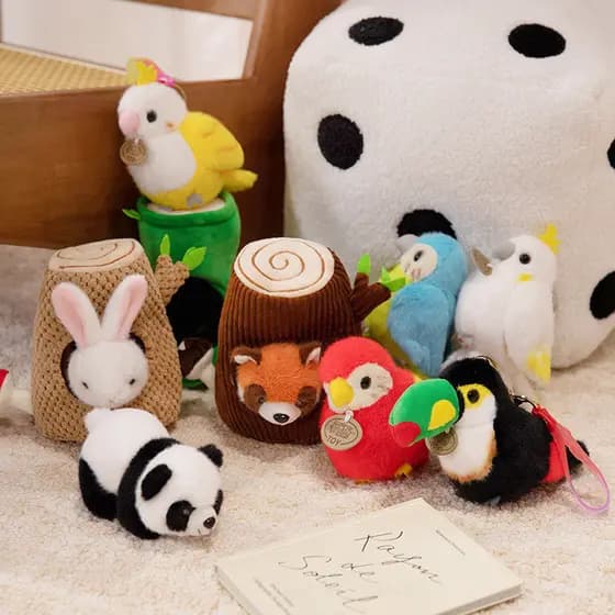 Bonito Buraco De Árvore Guaxinim Papagaio Pardal Panda Brinquedo De Pelúcia Ombro Em Pé Boneca Snap Pulseira Crianças Pe