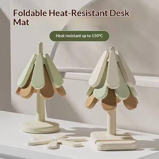 Trivet De Silicone Em Forma De Árvore , Estoque Pronto , Com Suporte De Armazenamento , Resistente Ao Calor , Antiderrap