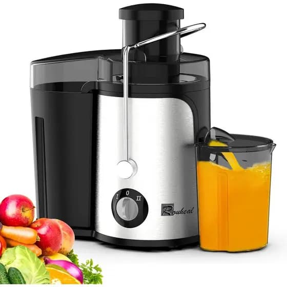 Espremedor de frutas, espremedor centrífugo de 600 watts, com uma abertura de 3 polegadas de largura para o suco, sem BP