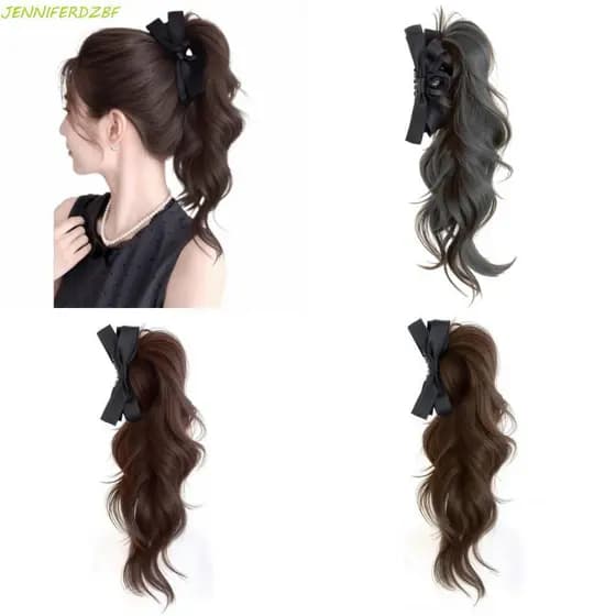 JENNIFERDZBF Peruca Com Clipe De Garra Longa , Em Extensões De Cabelo Arco Ondulado Rabo De Cavalo Encaracolado , Sintét