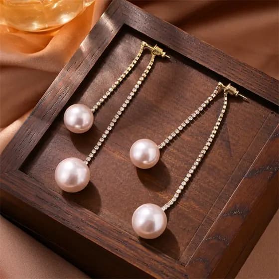 Brincos De Borla Longa Com Strass De Pérola Para Mulheres E Meninas Joias Da Moda,Elegantes e versáteis