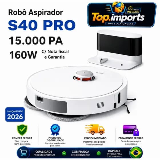 Robô aspirador S40 Pro Aspira e passa Pano Bivolt Original 2026