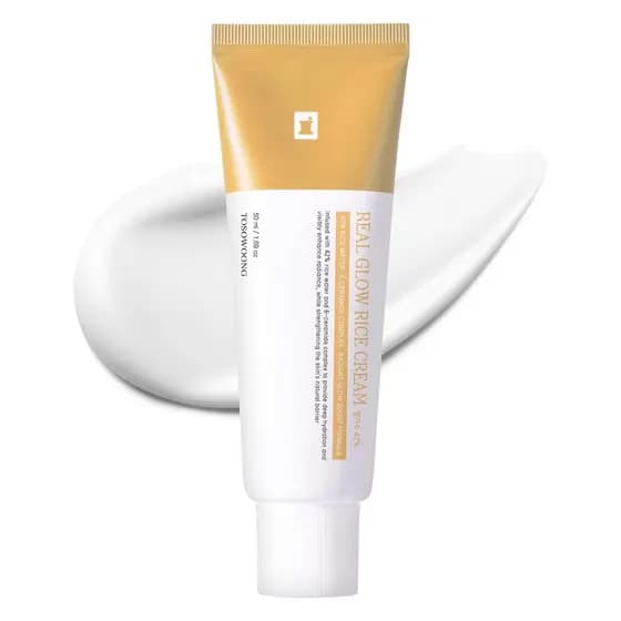 TOSOWOONG Real Glow Rice Cream, Hidratante Facial com 42% de Água de Farelo de Arroz, Ácido Hialurônico, 6 Ceramidas par