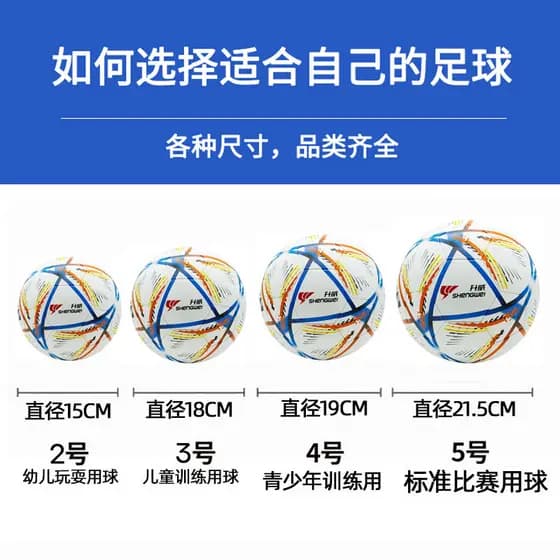 Bola de futebol Shengwei World Cup costurada à máquina, resistente ao desgaste, tamanho 3 para crianças, tamanho 4/5 par