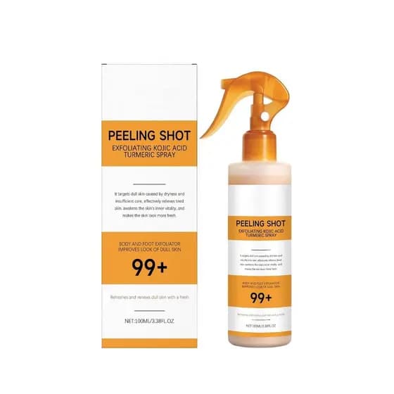 Spray Esfoliante de Ácido Kójico e Cúrcuma para Cuidado da Queratina, Solução Esfoliante, Spray de Cúrcuma Peel Shot, Cu