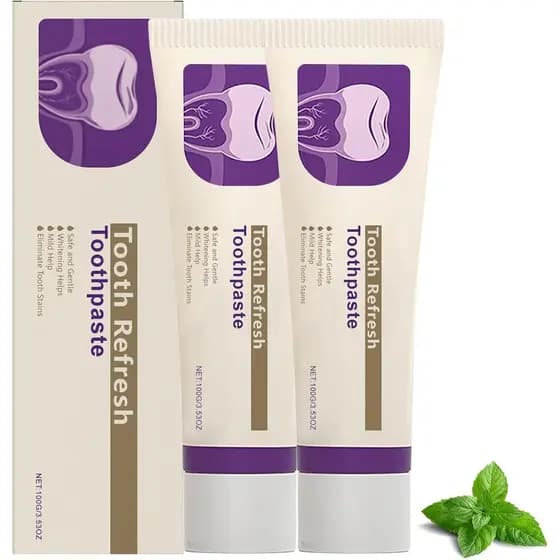 Pacote com 2 unidades de pasta de dente refrescante, que refresca o hálito e clareia os dentes, cuidado oral natural e r