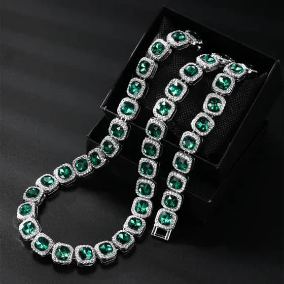 Nova pulseira de corrente cravejada de 12,6mm com cubos de vidro quadrados, estilo hip-hop, colar cubano, joia com diama