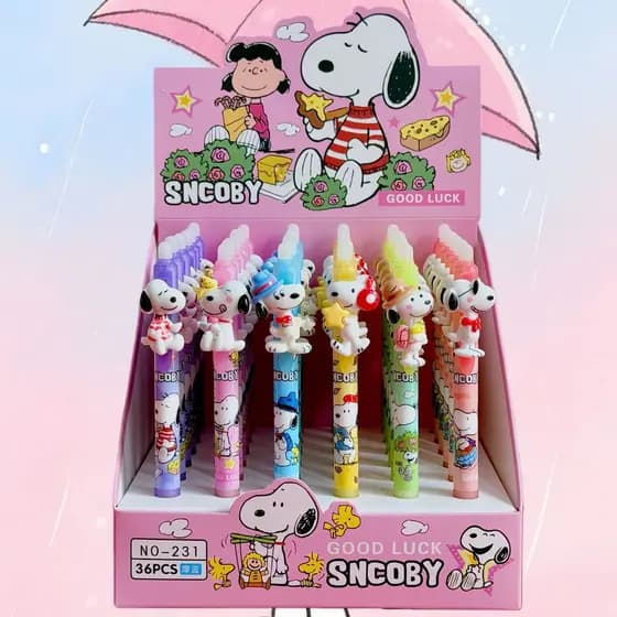 Pacote com 6 canetas apagáveis do Snoopy, canetas de gel azuis, material escolar ZSOW 2RDI