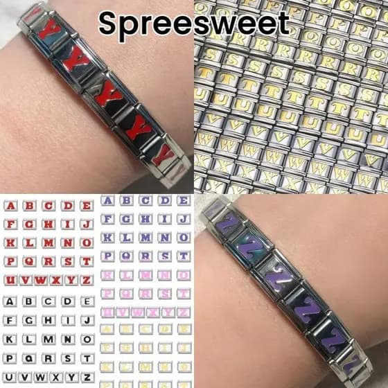 26 letras, 5 cores, elos de pulseira modular italiana, adequados para pingentes de aço inoxidável de 9mm, DIY feito à mã