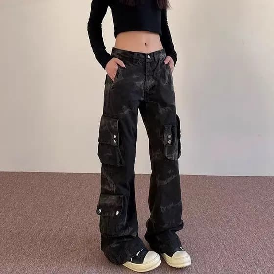 Estilo Hong Kong na moda masculina verão novo estilo 2025 carta única Jeans Hip Hop ins na moda High Street na moda rufi